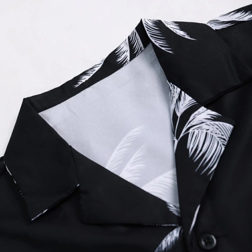 Black Mens Button Up Tee Shirt - Picture 6 of 6